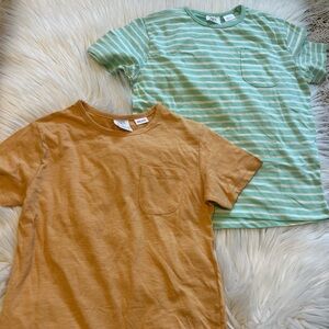 Zara Kids' Green Striped and Brown T-Shirts